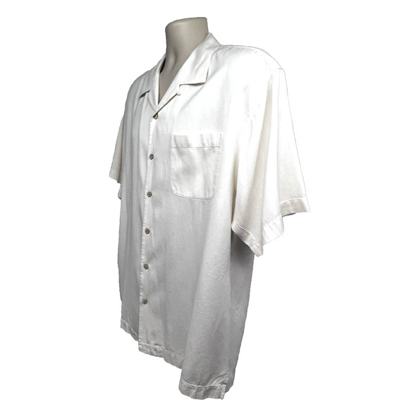 Tommy Bahama White Silk Button Up Shirt Large Pocket Happy New Year Cocktails - Picture 3 of 11